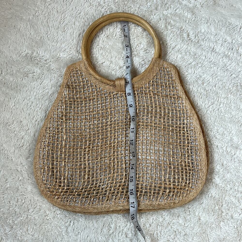 Unbranded Flower Ribbon and wood handle rattan handbag - Picture 6 of 7